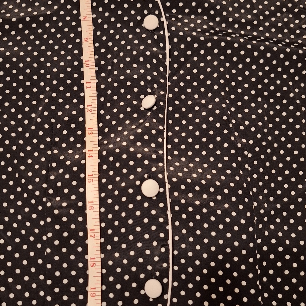 Notations Cute Petite Polka Dot Button Blouse W/ Tie Back - Picture 8 of 8